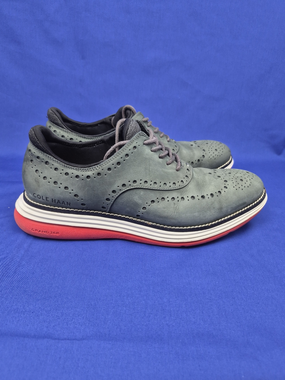 Cole Haan Original Grand Ultra Men's Wingtip Nubuck Oxfords Gray Shoes Sz 8.5